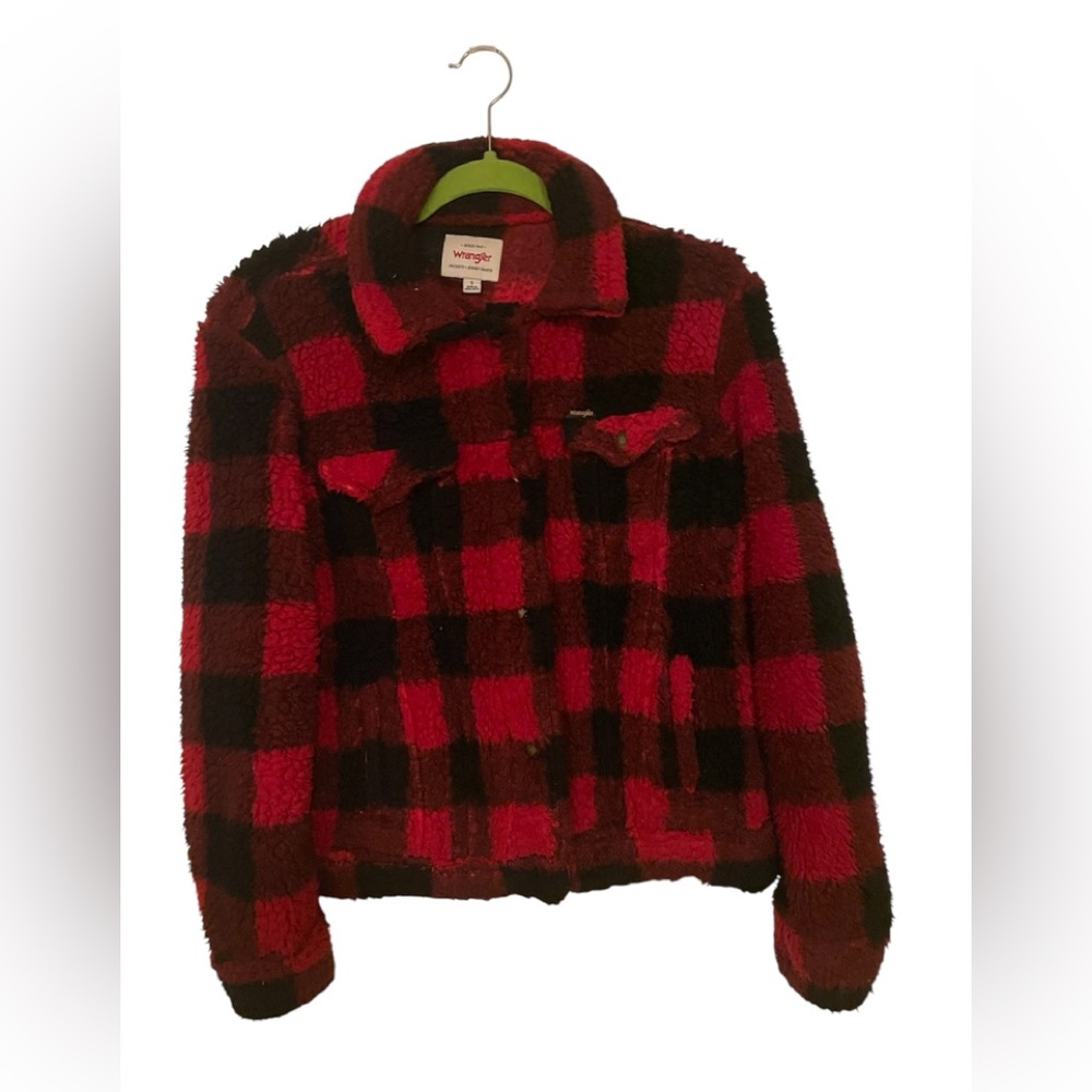Sm. Wrangler Red and Black Jacket fuzzy and warm! Good pre-loved condition!